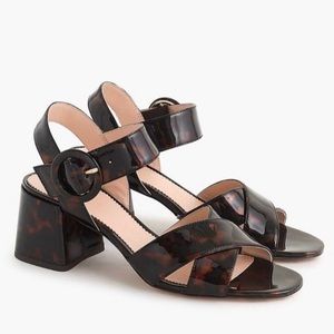 JCrew Penny sandals tortoise patent leather heel size 6
